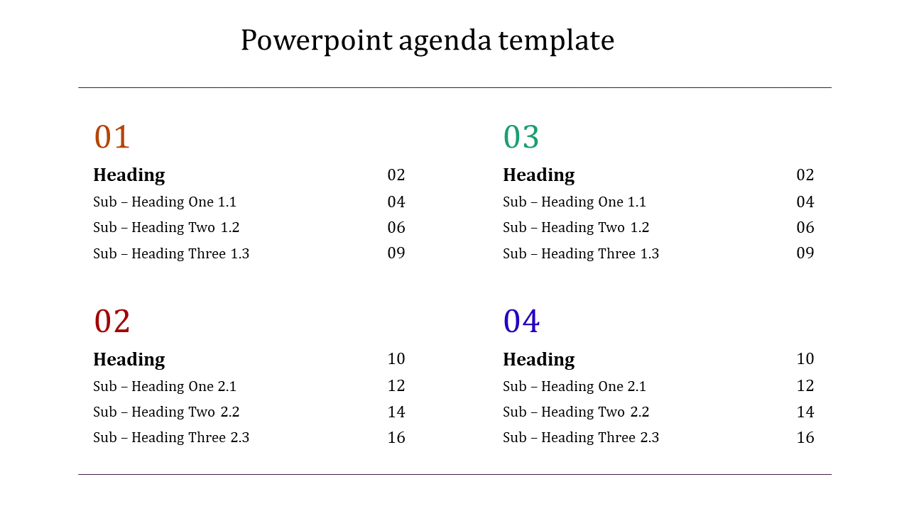 A Four Noded PowerPoint Agenda Template presentation